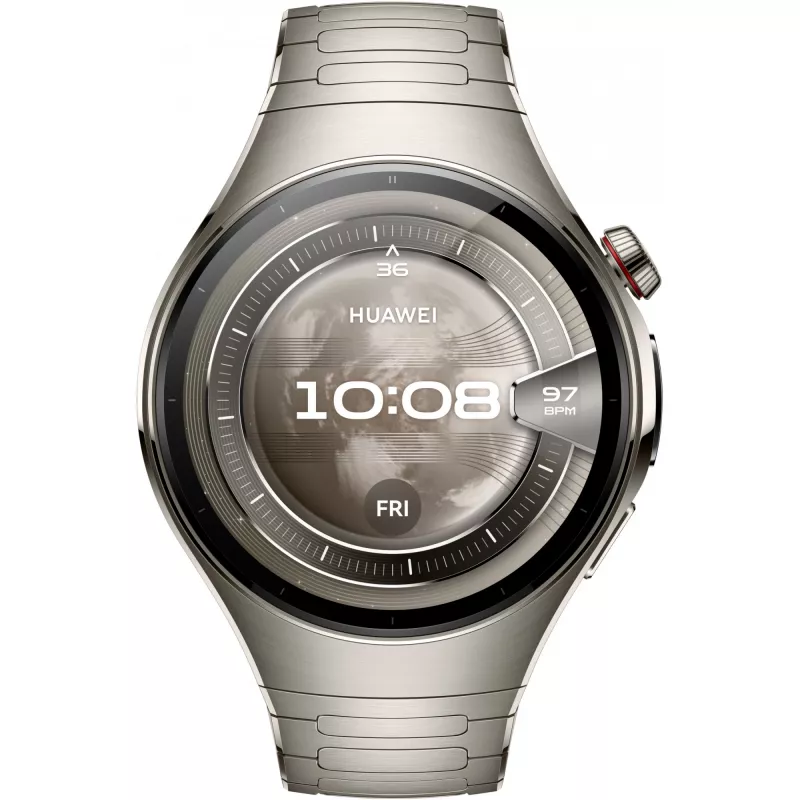 Išmanusis laikrodis HUAWEI WATCH 5, 1,5 col. AMOLED, 466×466, 46 mm titano korpusas, Wi‑Fi, GPS, sidabrinis