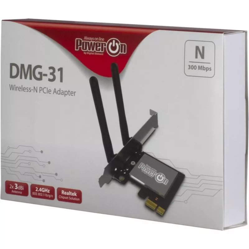 Inter-Tech DMG-31 – belaidis tinklo adapteris – PCI Express – Wi-Fi 4 (802.11n) – 300 Mbit/s