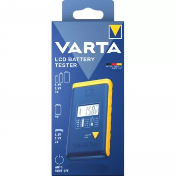 Baterijų testeris Varta 00893 101 111 LCD skaitmeninis nešiojamas AA AAA 9V monetinėms baterijoms