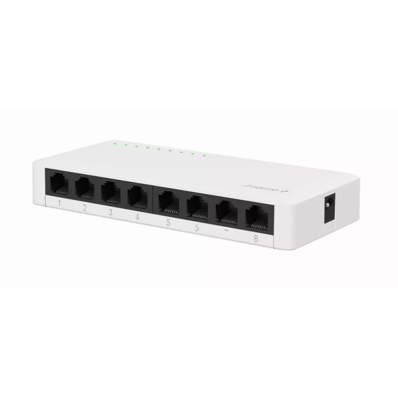 Nevaldomas jungiklis GEMBIRD NSW-G8-01 — 8× Gigabit Ethernet (10/100/1000), baltas, DC 5V