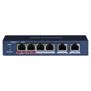Hikvision DS-3E0106HP-E nevaldomas Fast Ethernet (10/100) komutatorius su PoE, mėlynas