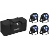 LED PAR šviestuvų rinkinys EUROLITE 20000949 4x Hybrid Spot su minkštu krepšiu
