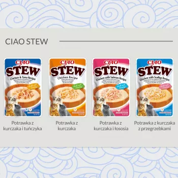 Šlapias skanėstas katėms INABA Ciao Stew Vištiena ir Lašiša maišelis 40 g