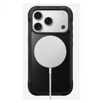 Nomad Rugged Leather Case Apple iPhone 17 Pro, oda/TPU/PC/aliuminis, tinka 16 cm (6,3 col.) ekranams, juoda