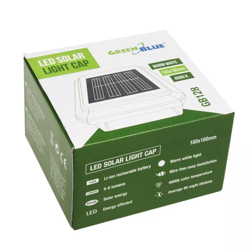 GB128 LED saulės energijos lempa tvoros stulpui, Juoda - Green Blue