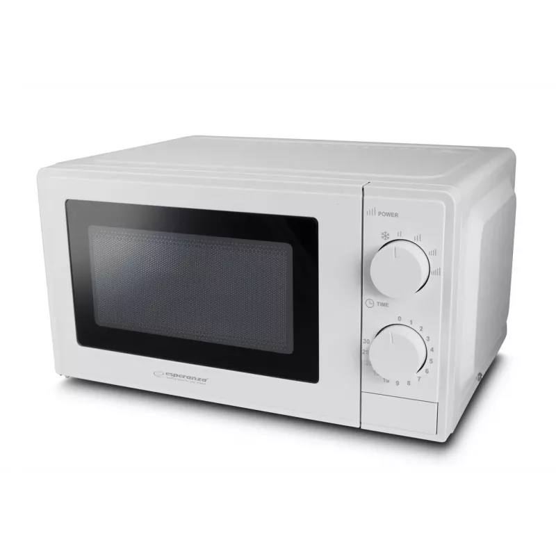 Solo mikrobangų krosnelė ESPERANZA ESTOFADO – 700 W, 20 L, 5 galios lygiai, 24,5 cm sukamas padėklas, balta