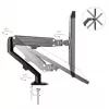 Maclean MC-860N Monitor Mount su dujine spyruokle, 13-27 colių, 8 kg, juoda