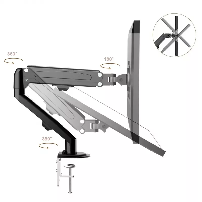 Maclean MC-860N Monitor Mount su dujine spyruokle, 13-27 colių, 8 kg, juoda
