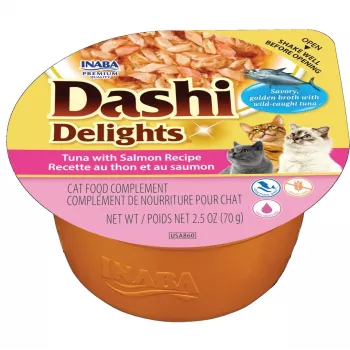 Šlapias kačių ėdalas INABA Dashi Delights Tuna su lašiša, 70 g
