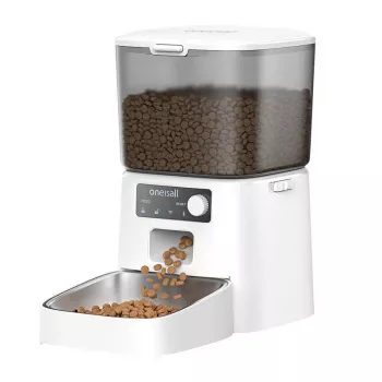 Automatinis ėdalo dozatorius gyvūnams Oneisall PFD001 Pro baltas – 4L talpa, programuojamas šėrimas