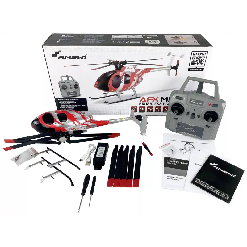 Amewi 25334 AFX MD500E civilinis RC sraigtasparnis, RtF, brushless, 4 kanalų, 325 mm
