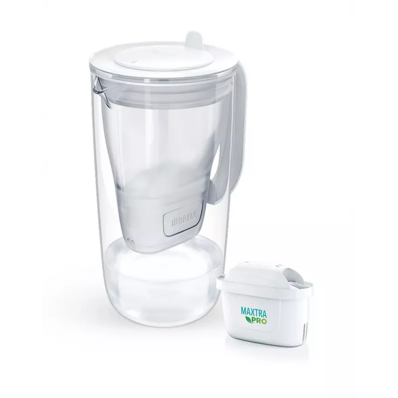 Vandens filtro ąsotis BRITA Glass+1 Maxtra Pro pilka, 2,4 L bendras / 1,5 L filtruoto vandens, Maxtra Pro PP filtras