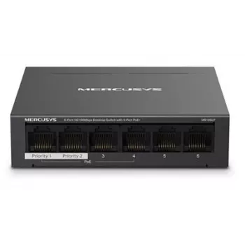 Mercusys 6 prievadų 10/100Mbps darbastalio komutatorius su 4 PoE+ prievadais
