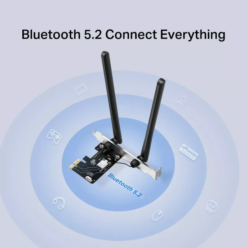 Mercusys AXE5400 Wi-Fi 6E Bluetooth 5.2 PCIe adapteris