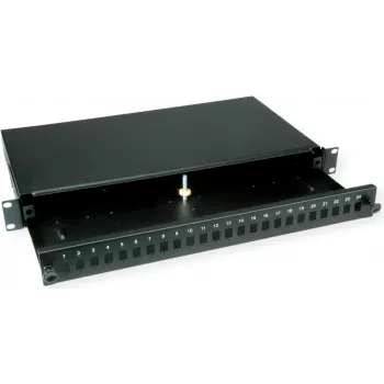 VALUE 19 inch splice dėžutė, 24x SC Sx/LC Dx, 1 HE, juoda (21.99.0651)