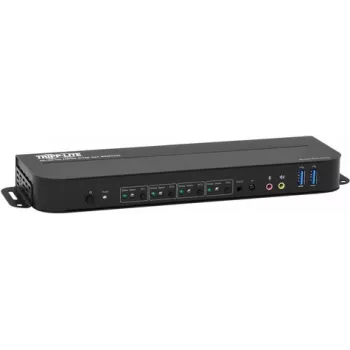 Eaton Tripp Lite serijos HDMI USB KVM jungiklis 4 prievadai 4K 60Hz HDR HDCP 2.2 IR USB bendrinimas - KVM / garsas / USB jungiklis - 4 x KVM / garsas / USB - 1 vietinis vartotojas - stalinis (B005-HUA4)
