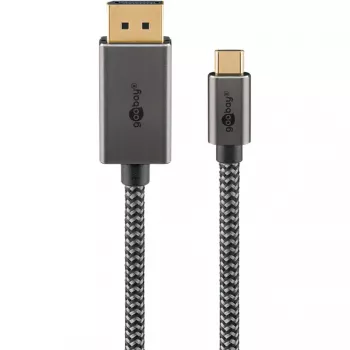 USB adapterio laidas, USB-C kištukas > DisplayPort kištukas, 4K 60Hz (juodas/sidabrinis, 2 m, pintas laidas)