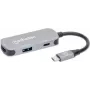 Manhattan 130707 Nešiojamojo kompiuterio dokų stotelė ir prievadų replikatorius, laidinis, USB 3.2 Gen 1 (3.1 Gen 1) Type-C, aliuminis (130707)