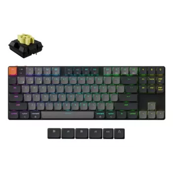 Mechaninė 80% klaviatūra Keychron K1X-B4 — USB + Bluetooth, QWERTY anglų, 87 klavišų, RGB foninis apšvietimas, Pilka