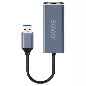 Tinklo sąsajos adapteris SAVIO AK-83 USB-A į RJ-45 vyriškas, 5 Gbit/s, juodas