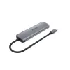 USB šakotuvas Unitek P5+ H1107A — 4 × USB-A 3.2 Gen 2, USB-C 3.2 Gen 1, 5 Gbit/s, 10 W PD, aliuminis, pilkas