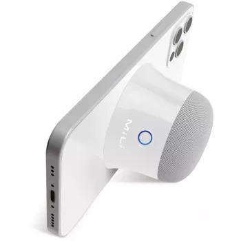 Nešiojamas mono garsiakalbis MILI Ultron 461891 — 3 W RMS, belaidis, įmontuota 420 mAh baterija, baltas