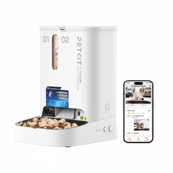 Automatinis ėdalo dalytuvas PETKIT YumShare Dual-hopper 2 su kamera, 5 L talpa, ABS ir 304 nerūdijančiu plienu, baltas