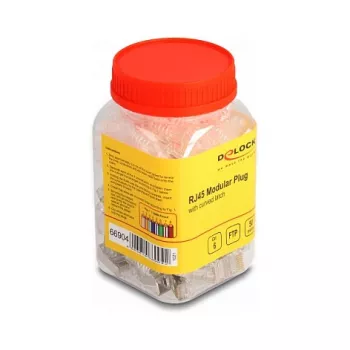 DeLOCK RJ45 kištukas Cat.6 su lenktu fiksatoriumi ir apsauga nuo lenkimo, 50 vnt.
