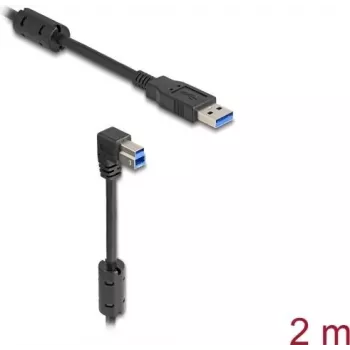 DeLOCK USB kabelis, A tipo kištukas – B tipo kištukas, 90° žemyn, 2 m