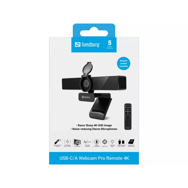Internetinė kamera Sandberg USB-C/A Pro Remote 4K 8 MP 3840x2160