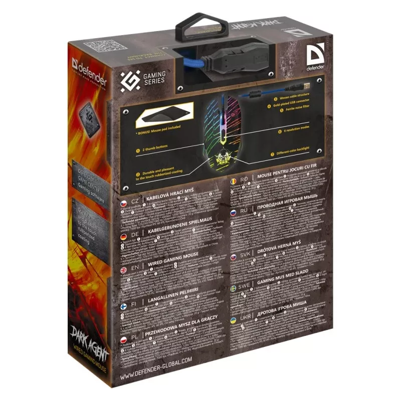 Defender DARK AGENT GM-590L USB Type-A laidinis žaidimų pelė