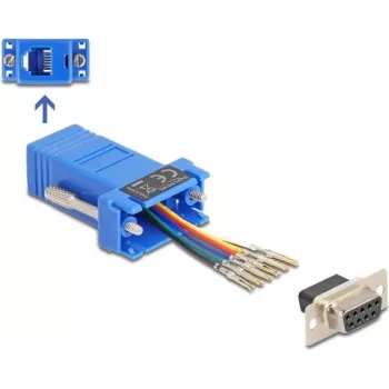 DeLOCK D-Sub 9 lizdas (motina) į RJ12 lizdą (motina) surinkimo rinkinys mėlynas