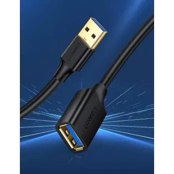 USB 3.0 ilginimo laidas adapteris UGREEN 10368B — USB A lizdas į USB A kištuką, 1 m, juodas