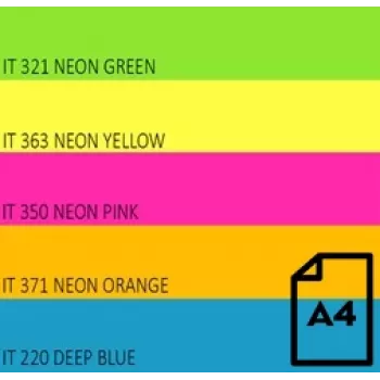 Spalvotas neoninis popierius Double A, 75g, A4, 100 lapų, Rainbow 4, 5 neoninių spalvų