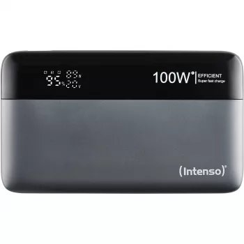 Power bank INTENSO 7350050 – 20000 mAh, 1× USB-A + 2× USB-C, 100 W bendra galia, juoda/pilka
