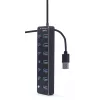 USB šakotuvas Gembird UHB-U3P7P-01, 7 prievadų USB 3.2 Gen 1 (Type-A), 0,24 m laidas, juodas