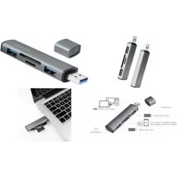 LogiLink UA0394 USB 3.2 Gen 2 šakotuvas su aliuminio korpusu, įmontuotu SD kortelių skaitytuvu, su būsenos indikacija