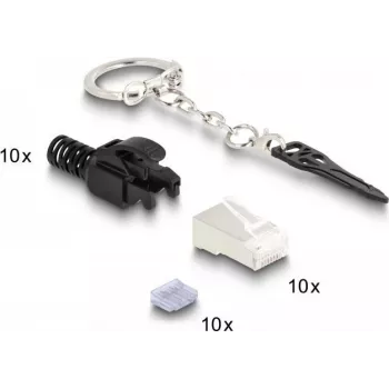 DeLOCK RJ45 modulinis kištukas Cat.6A užrakinamas 10 vnt. rinkinys Juoda Metalinė