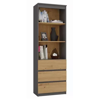 Biuro spintelė knygoms top e shop RS-60 ANT/ART KPL — 3 lentynos, medžio drožlių plokštė, 600×350×1800 mm