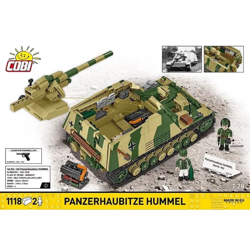 Konstrukcinis rinkinys Cobi Panzerhaubitze Hummel 1118 dalių modelio rinkinys