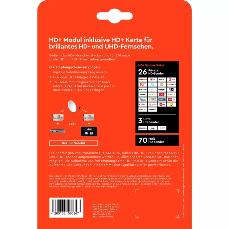 HD+ modulis su 6 mėn. HD+ kanalų paketu
