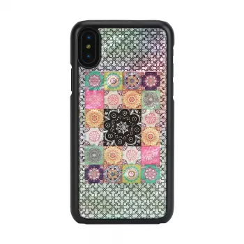 iKins apsauginis dėklas iPhone XS / XS S — Flower Garden dizainas, juodas