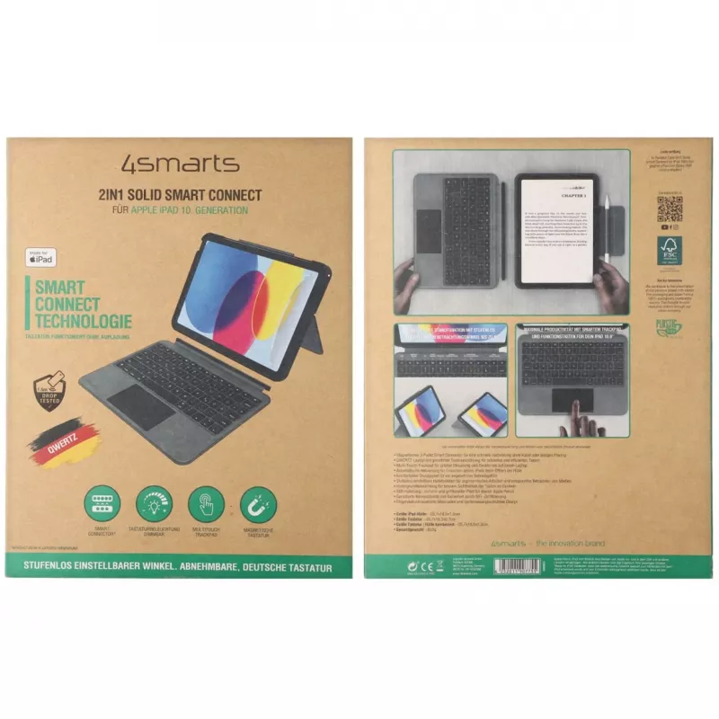 4smarts 540964 Folio dėklas su klaviatūra iPad 10,9 colio, grafitinė