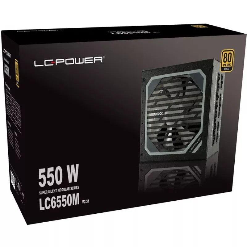 LC Power Super Silent Modular Series LC6550M V2.31 - Maitinimo blokas (vidinis) - ATX12V 2.3 - EPS12V - 80 PLUS Gold - AC 110-240 V - 550 W - aktyvus PFC - Hammered Black