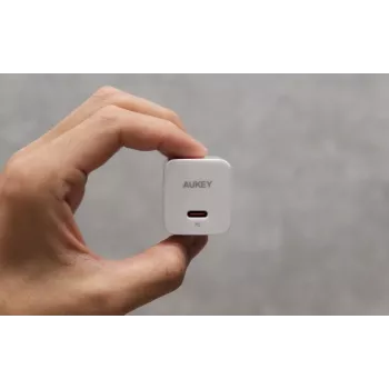Mini tinklo įkroviklis AUKEY PA-Y20S Baltas 1xUSB-C 20W PD Power Delivery
