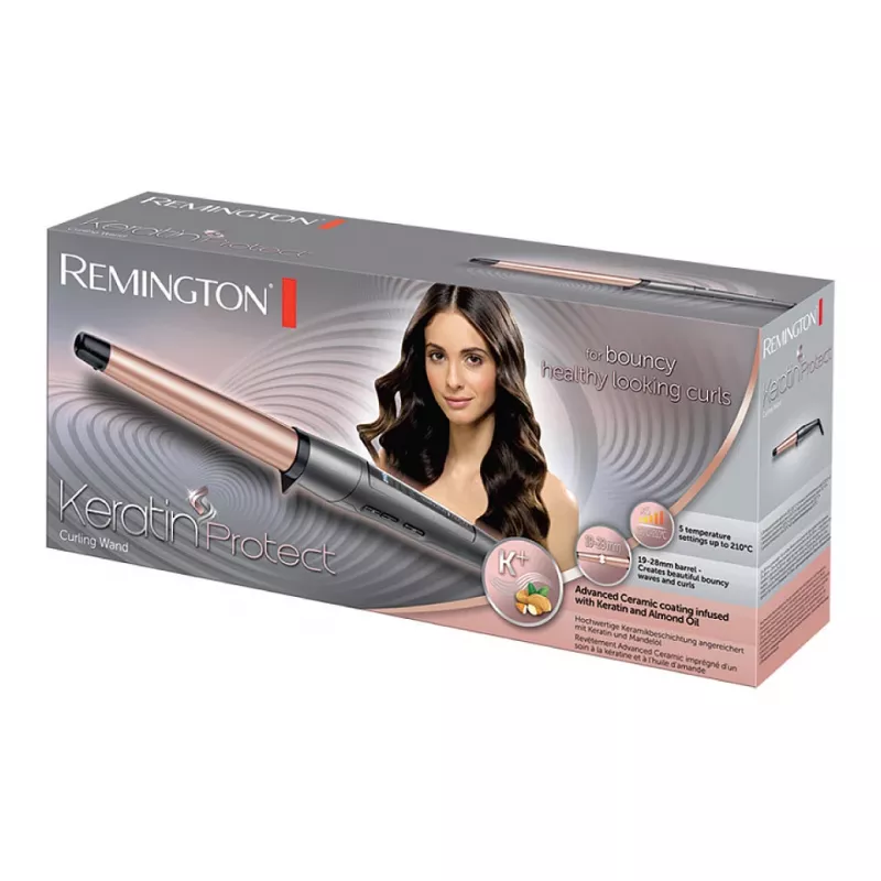 Garbanojimo strypas Remington CI83V6 – 2,8 cm keraminis cilindras, 5 temperatūros lygiai, 3 m laidas, juodas/rožinis auksas