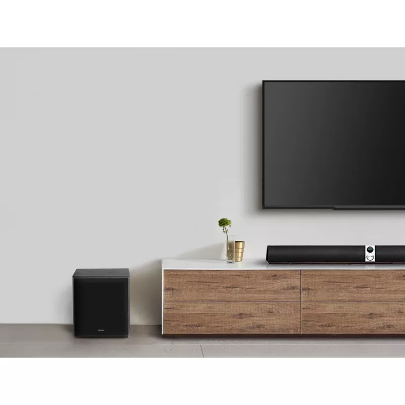 Aktyvus žemųjų dažnių garsiakalbis Edifier T5, stereo RCA įėjimas/išėjimas, juoda, 70 W (šiek tiek pažeista pakuotė)