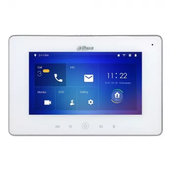 Domofono priedas DAHUA VTH5221DW-S2 – 7 colių 1024x600 ekranas, Wi‑Fi 802.11b/g/n, 10/100 Mbps LAN, 7 W, baltas