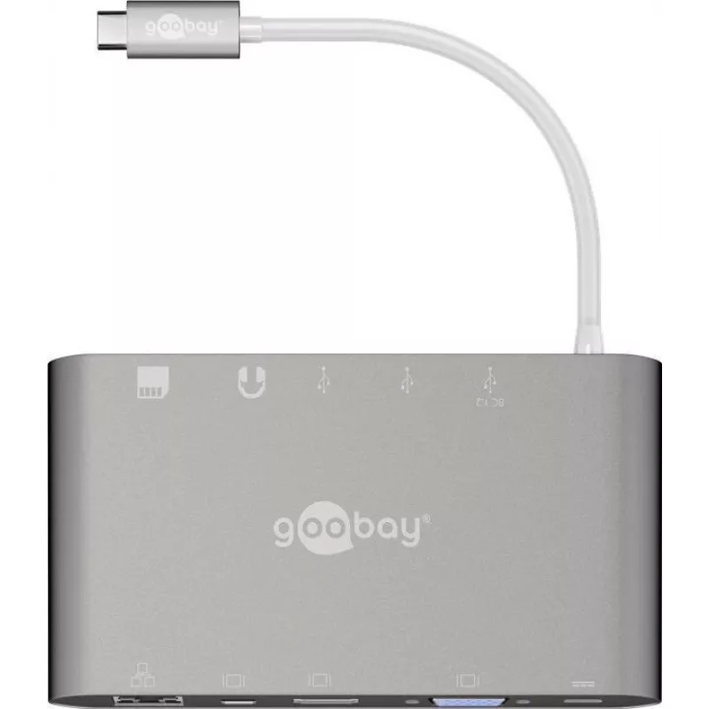 Goobay USB-C™ Multiport-Adapter - Viskas viename - Aliuminis - Sidabrinis (62113)