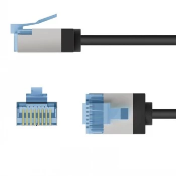 Goobay Ultra-Flexible CAT 6A Patch Cable slim U/FTP juodas – ypač trumpas kištukas (74316)